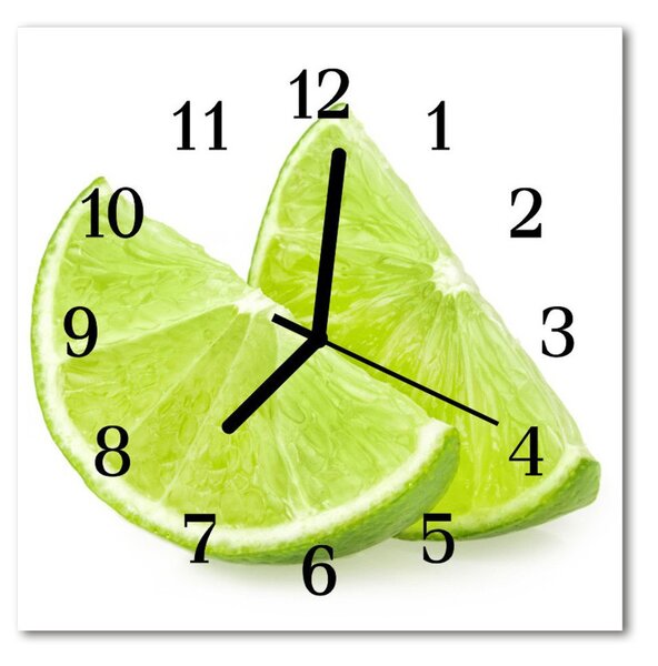 Ceas de perete din sticla pătrat Lime Green Fruit