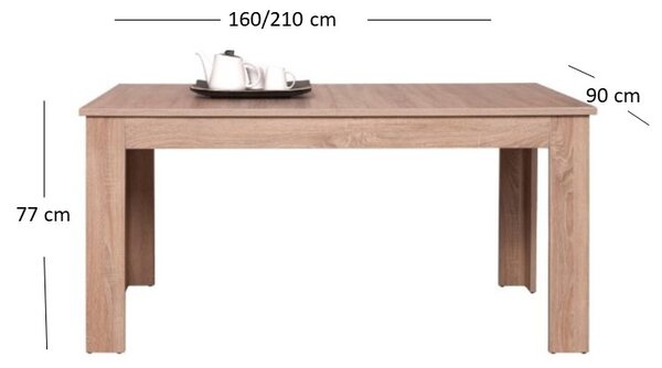 Masă de sufragerie extensibilă (pentru 6 8 persoane) Mebel Bos Gwenn (Stejar sonoma). 1052938