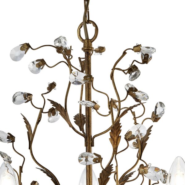 Searchlight Candelabru Almandite 5 becuri maro, reglabil, Bronz / Alamă Veche, Camera de zi / sufragerie, Metal, Florentin