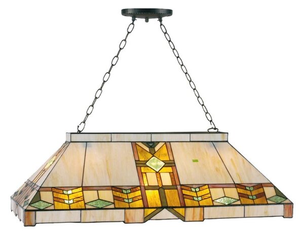 Clayre&Eef Lampă suspendată Eddart, stil Tiffany, reglabil, Multicolor, Camera de zi / sufragerie, Sticlă, Tiffany