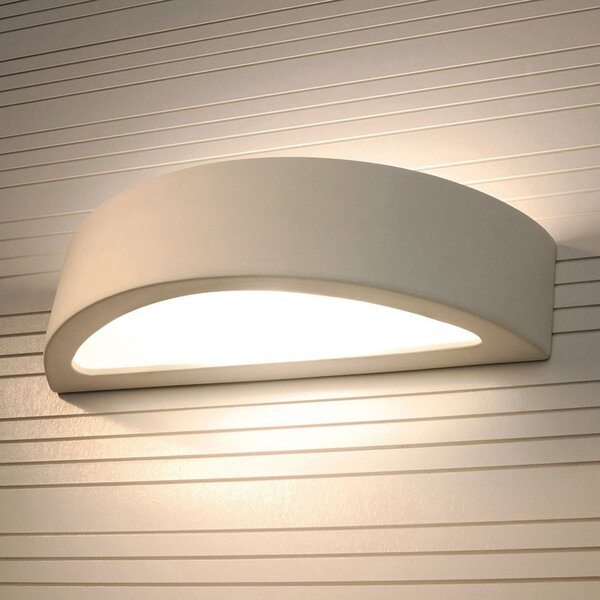 SOLLUX LIGHTING Aplică de perete Bow cu lumină orientabilă în sus/jos, din ceramică albă,, reglabil, Alb, Camera de zi / sufragerie, Ceramică, Modern