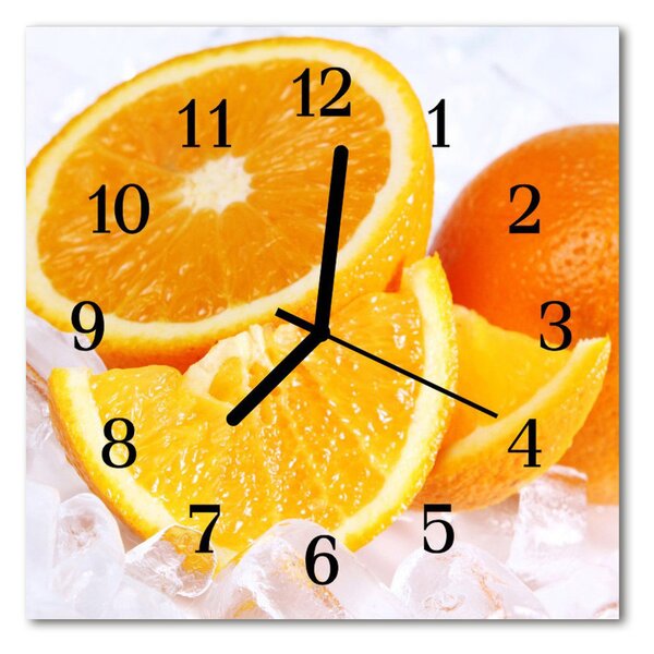 Ceas de perete din sticla pătrat Portocale fructe Orange