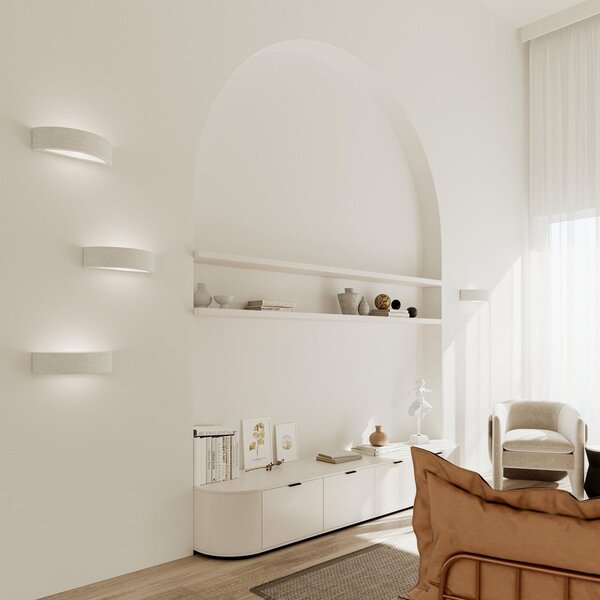 SOLLUX LIGHTING Aplică de perete Bow cu lumină orientabilă în sus/jos, din ceramică albă,, reglabil, Alb, Camera de zi / sufragerie, Ceramică, Modern