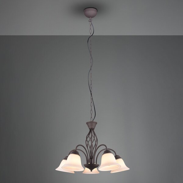 Trio Lighting Lampă suspendată Rustica, ruginiu, 5 becuri, reglabil, Maro / Rugină, Camera de zi / sufragerie, Metal, Antichitate