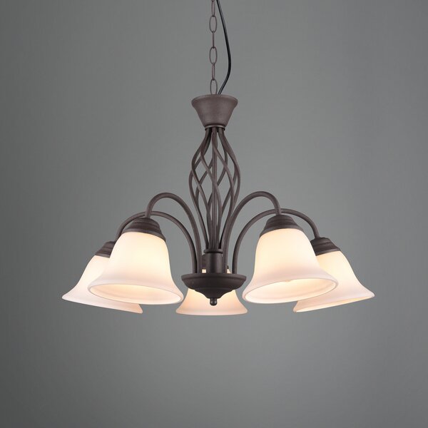 Trio Lighting Lampă suspendată Rustica, ruginiu, 5 becuri, reglabil, Maro / Rugină, Camera de zi / sufragerie, Metal, Antichitate