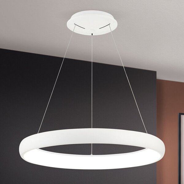 ORION Lampă suspendată LED Venus formă de inel, reglabil, Alb, Camera de zi / sufragerie, Plastic, Modern