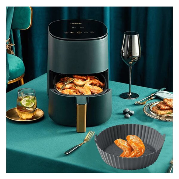 Tava pentru Air Fryer din Silicon, 18.3 cm, Gri, AT PERFORMANCE®, O Solutie Practica si Versatila pentru Gatitul Sanatos - Rosu