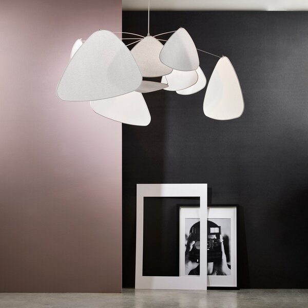 MARKET SET Lampă suspendată Screen XL, 60 cm, alb, hârtie, reglabil, Alb, Camera de zi / sufragerie, Hârtie / Carton, Design