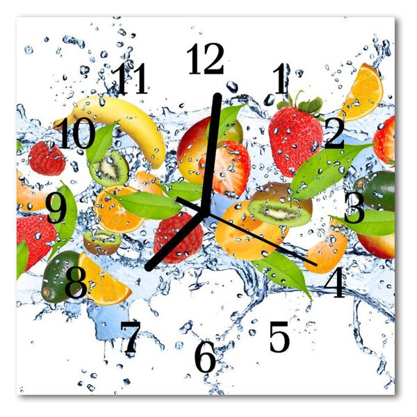 Ceas de perete din sticla pătrat Fructe de apă de fructe Multi-colorat