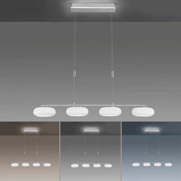 Q-Smart-Home Paul Neuhaus Q-ETIENNE lampă suspendată LED 4 bec, reglabil, Gri, Camera de zi / sufragerie, Metal, Modern