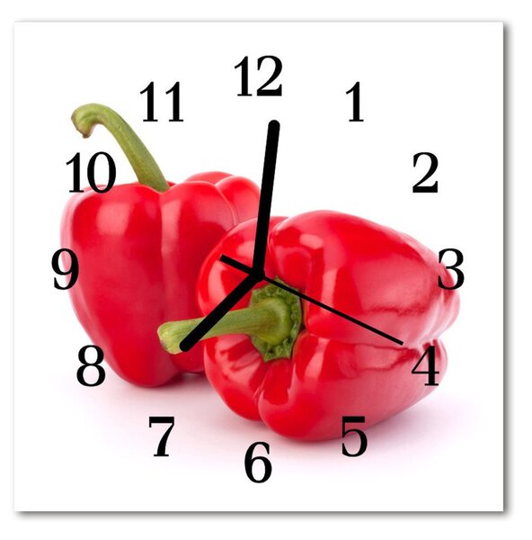 Ceas de perete din sticla pătrat Paprika Food and Drinks Red