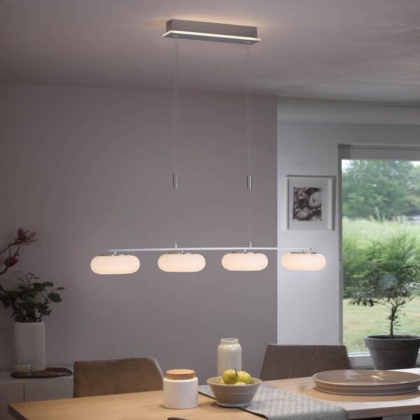 Q-Smart-Home Paul Neuhaus Q-ETIENNE lampă suspendată LED 4 bec, reglabil, Gri, Camera de zi / sufragerie, Metal, Modern