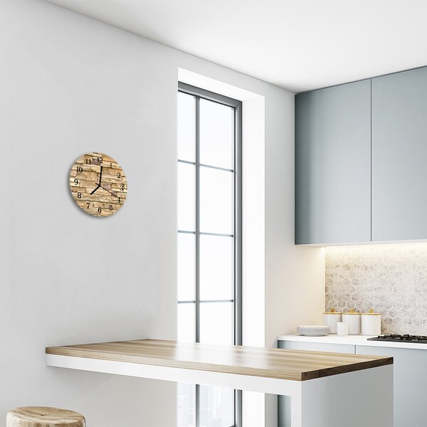 Ceas de perete din sticla rotund Wall Arhitectura Bej