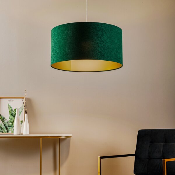 Maco Design Lampă suspendată Salina, verde/auriu, Ø 60cm, reglabil, Verde, Camera de zi / sufragerie, Țesătură / Textil, Modern