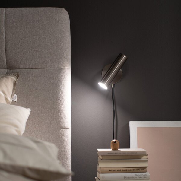 Schöner Wohnen Stina LED lampă de perete nichel reglabilă, reglabil, Gri, Camera de zi / sufragerie, Metal, Modern, Lumină de lectură