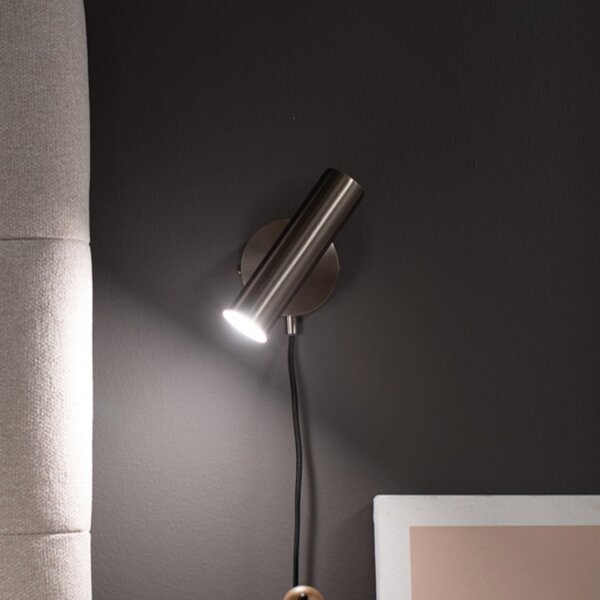 Schöner Wohnen Stina LED lampă de perete nichel reglabilă, reglabil, Gri, Camera de zi / sufragerie, Metal, Modern, Lumină de lectură