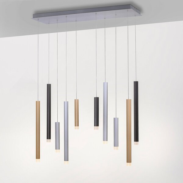 PURE Gemin lampă pendul LED 10 becuri mix, reglabil, Camera de zi / sufragerie, Metal, Modern