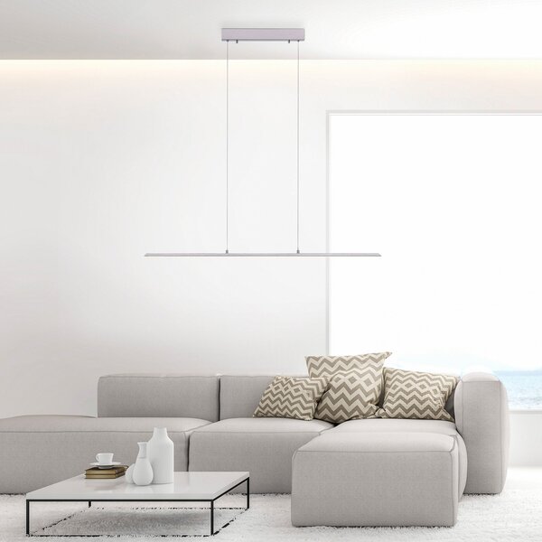 PURE LED lampă suspendată Lite, argintiu, 100 cm, CCT, dimabil, reglabil, Gri, Camera de zi / sufragerie, Aluminiu, Modern