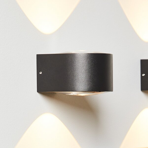 LOOM DESIGN Frey Aplică de perete cu LED IP65 2x6W negru, Negru, Aluminiu, Modern