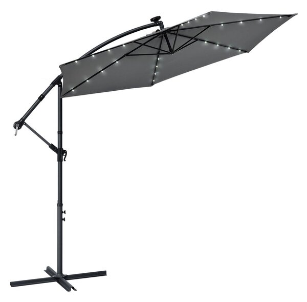 Juskys Umbrela de soare LED Brazilia Ø 3.0m - gri inchis