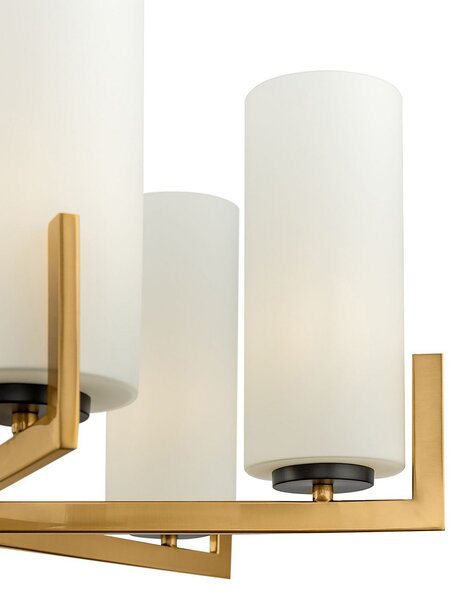 Maytoni Fortano candelabru 6 bec. abajururi sticlă, reglabil, Auriu / Alamă, Camera de zi / sufragerie, Metal