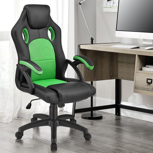 Juskys Scaun de birou Montreal - negru/verde