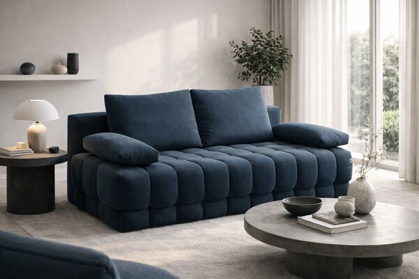 Canapea extensibilă Tuko cu ladă - albastru închis țesătură Freya 210-28