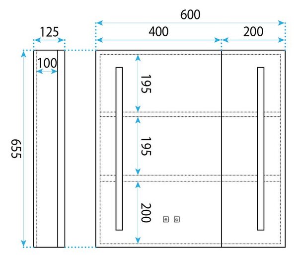 Dulap cu oglindă LED M1015-60 60x65