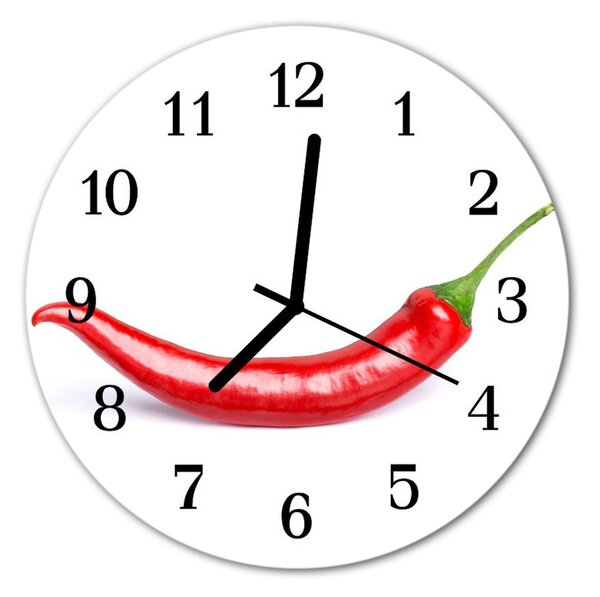 Ceas de perete din sticla rotund Chilli Bucătărie Roșu