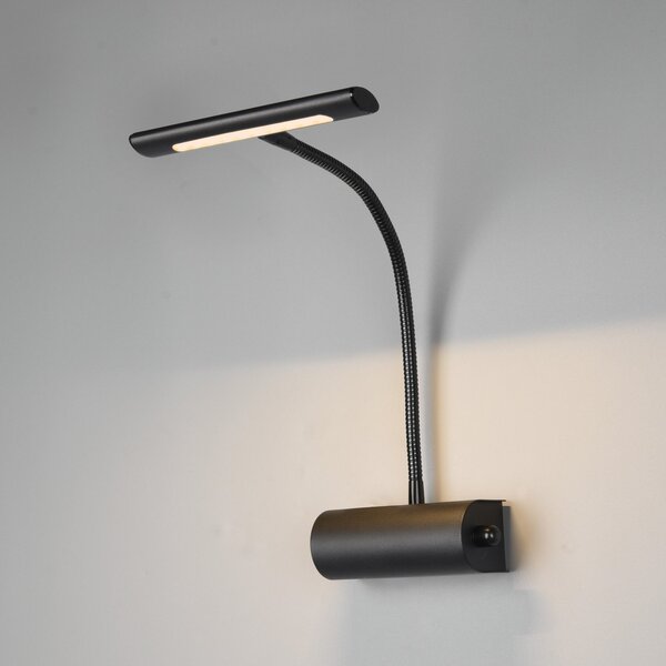 Trio Lighting Aplică de perete Curtis cu braț flexibil, reglabil, negru, reglabil, Negru, Camera de zi / sufragerie, Metal, Modern, Lumină de lectură