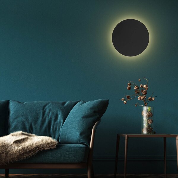 TK Lighting Aplică Lunia New, negru, Ø 40 cm, reglabil, Negru, Camera de zi / sufragerie, Metal
