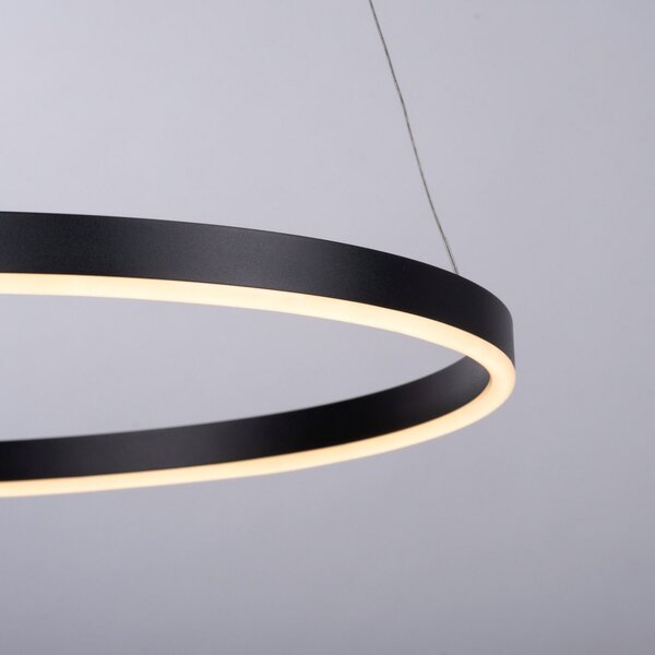 JUST LIGHT. GmbH Ritus Lampă suspendată LED, Ø 58,5 cm, antracit, reglabil, Negru, Camera de zi / sufragerie, Metal, Modern