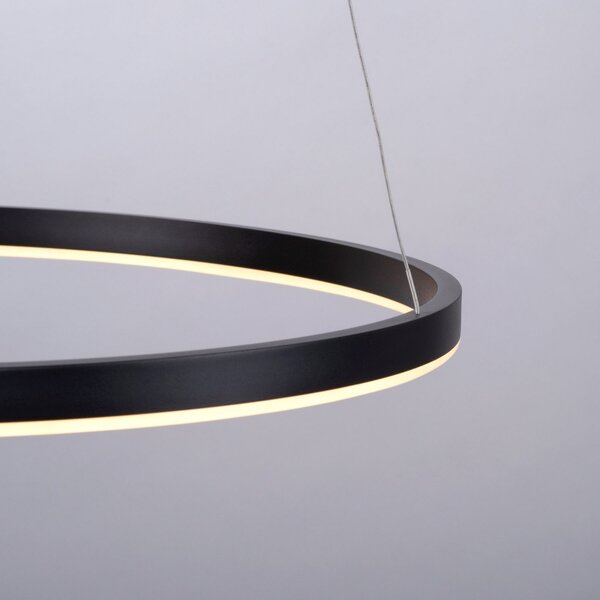 JUST LIGHT. GmbH Ritus Lampă suspendată LED, Ø 58,5 cm, antracit, reglabil, Negru, Camera de zi / sufragerie, Metal, Modern