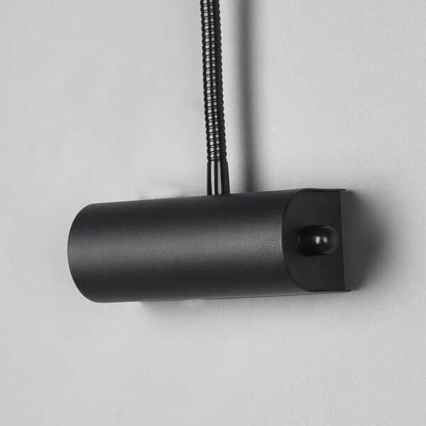 Trio Lighting Aplică de perete Curtis cu braț flexibil, reglabil, negru, reglabil, Negru, Camera de zi / sufragerie, Metal, Modern, Lumină de lectură