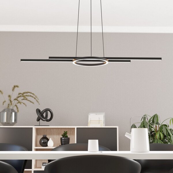 EGLO Lampă suspendată cu LED-uri Zillerio-Z negru ZigBee CCT dim, reglabil, Negru, Camera de zi / sufragerie, Metal, Modern
