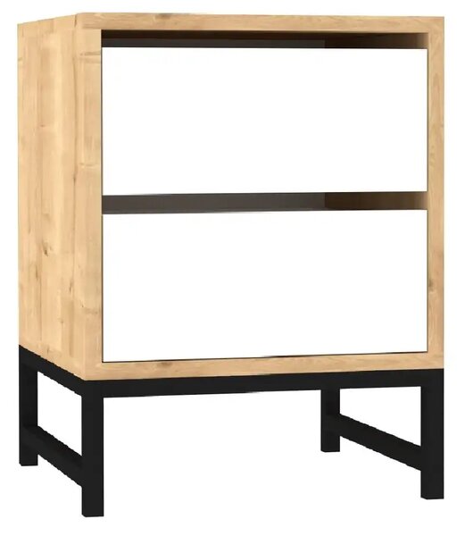 Noptiera Cefalu cu 2 sertar alb stejar 55x40x40 cm