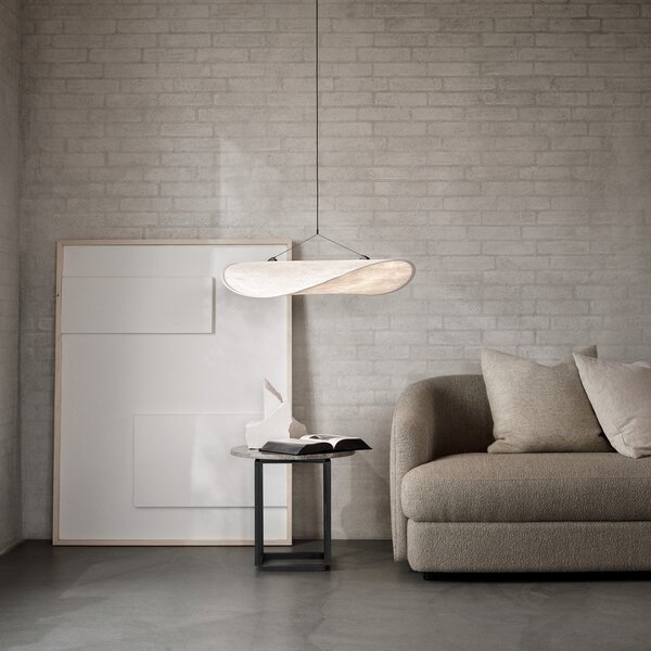 New Works Lampă suspendată LED Tense, Ø 70 cm, albă, reglabil, Alb, Camera de zi / sufragerie, Plastic, Design