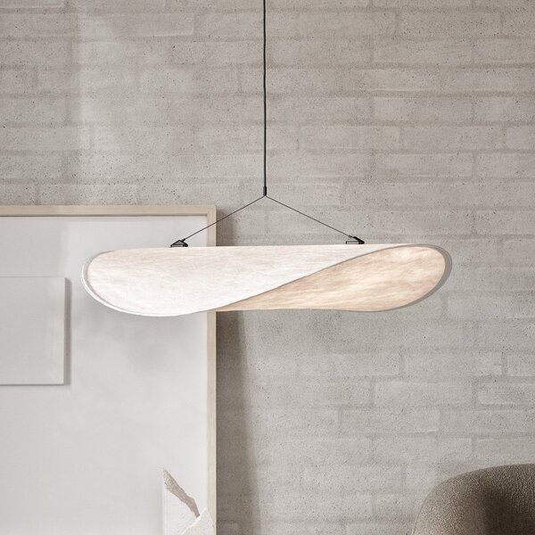New Works Lampă suspendată LED Tense, Ø 70 cm, albă, reglabil, Alb, Camera de zi / sufragerie, Plastic, Design