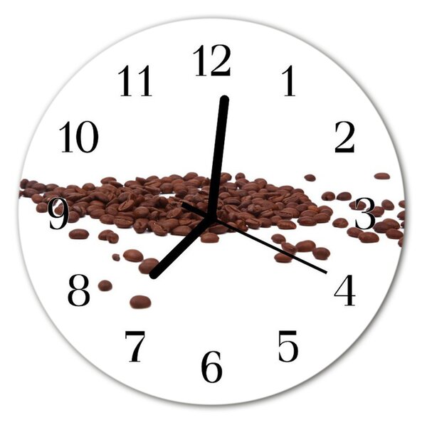Ceas de perete din sticla rotund Boabe de cafea Bucătărie Brun