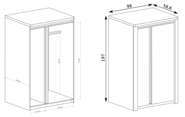 Dulap de haine Livia 01 (Stejar ribbeck + Alb lucios). 1057857