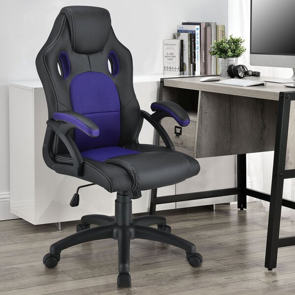 Juskys Scaun de birou Montreal - negru/violet