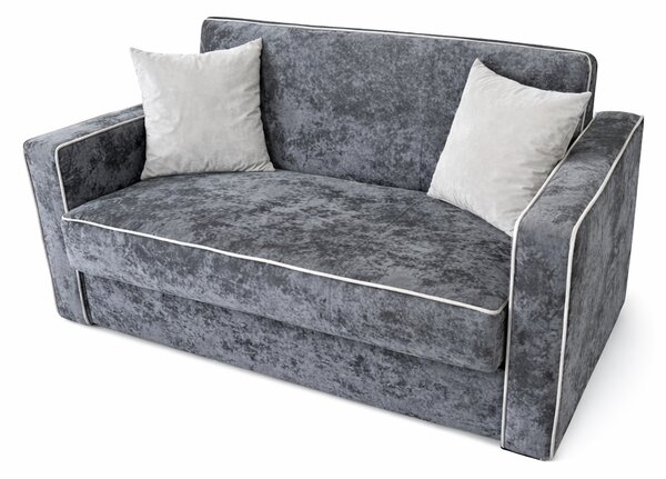 Canapea SAMY NEXT extensibila, 2 locuri, cu lada de depozitare, catifea plusata gri, cadru metalic, 152x100x92 cm Gri, catifea plusata