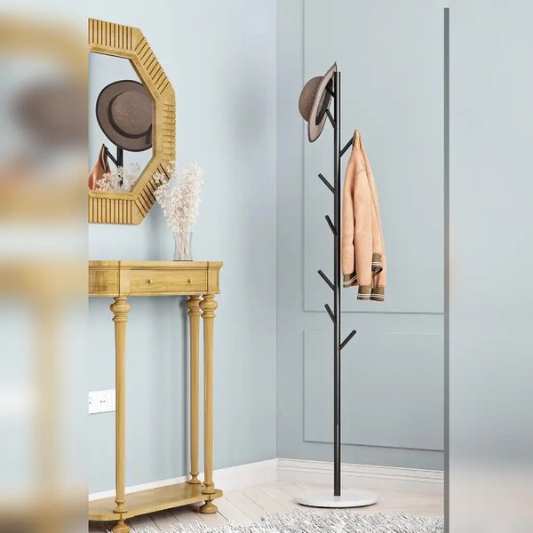 Cuier din metal, culoare negru,170x32 cm