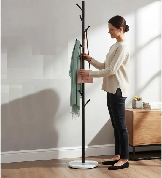 Cuier din metal, culoare negru,170x32 cm