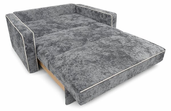 Canapea SAMY NEXT extensibila, 2 locuri, cu lada de depozitare, catifea plusata gri, cadru metalic, 152x100x92 cm Gri, catifea plusata