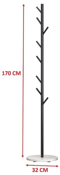 Cuier din metal, culoare negru,170x32 cm