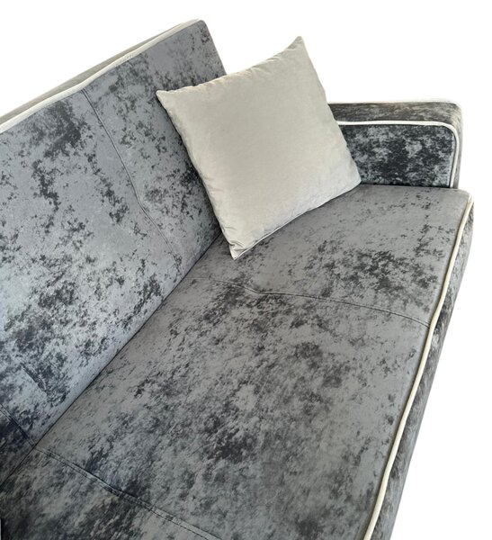 Canapea SAMY NEXT extensibila, 2 locuri, cu lada de depozitare, catifea plusata gri, cadru metalic, 152x100x92 cm Gri, catifea plusata
