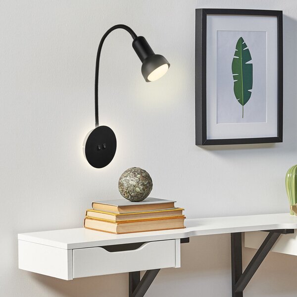 Briloner 2178015 aplică LED comutator dublu negru, Negru, Camera de zi / sufragerie, Metal, Lumină de lectură