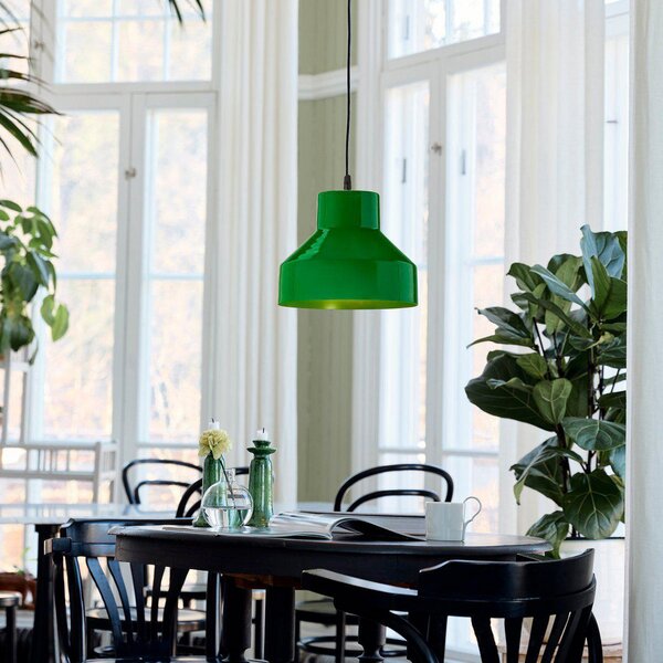 PR Home Solo lampă suspendată Ø 26 cm verde, reglabil, Verde, Camera de zi / sufragerie, Metal, Modern