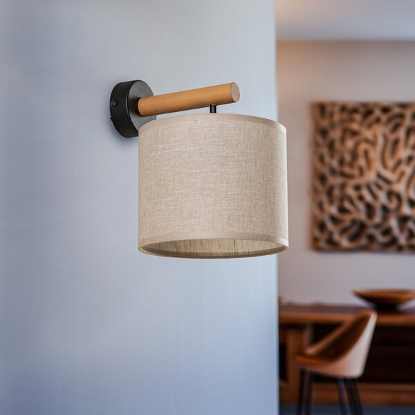 TK Lighting Aplică de perete Deva Nature, textil, lemn, reglabil, Lemn, Camera de zi / sufragerie, Lemn, Scandinavă